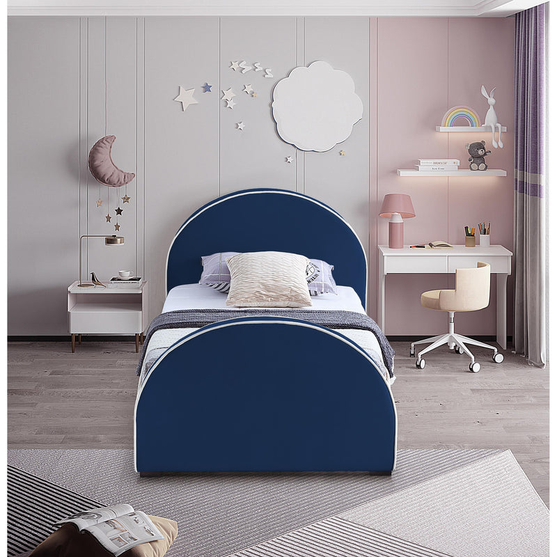 Meridian Brody Navy Velvet Twin Bed IMAGE 4