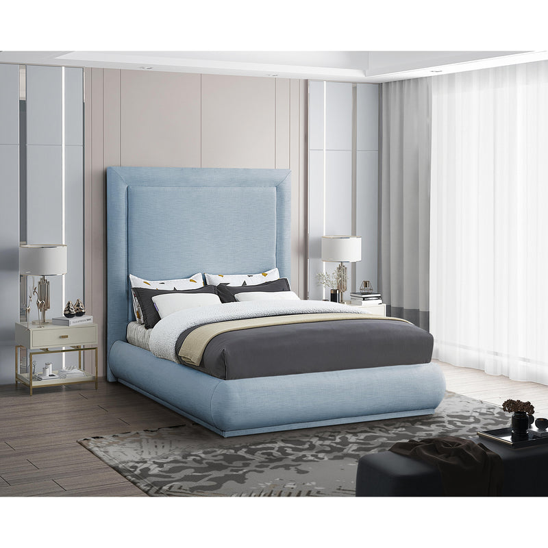 Meridian Brooke Light Blue Linen Textured Fabric King Bed IMAGE 2