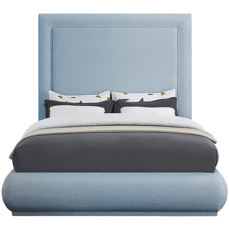 Meridian Brooke Light Blue Linen Textured Fabric King Bed IMAGE 3