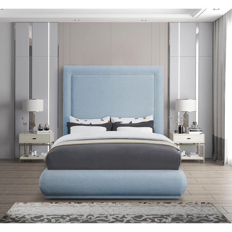 Meridian Brooke Light Blue Linen Textured Fabric King Bed IMAGE 4