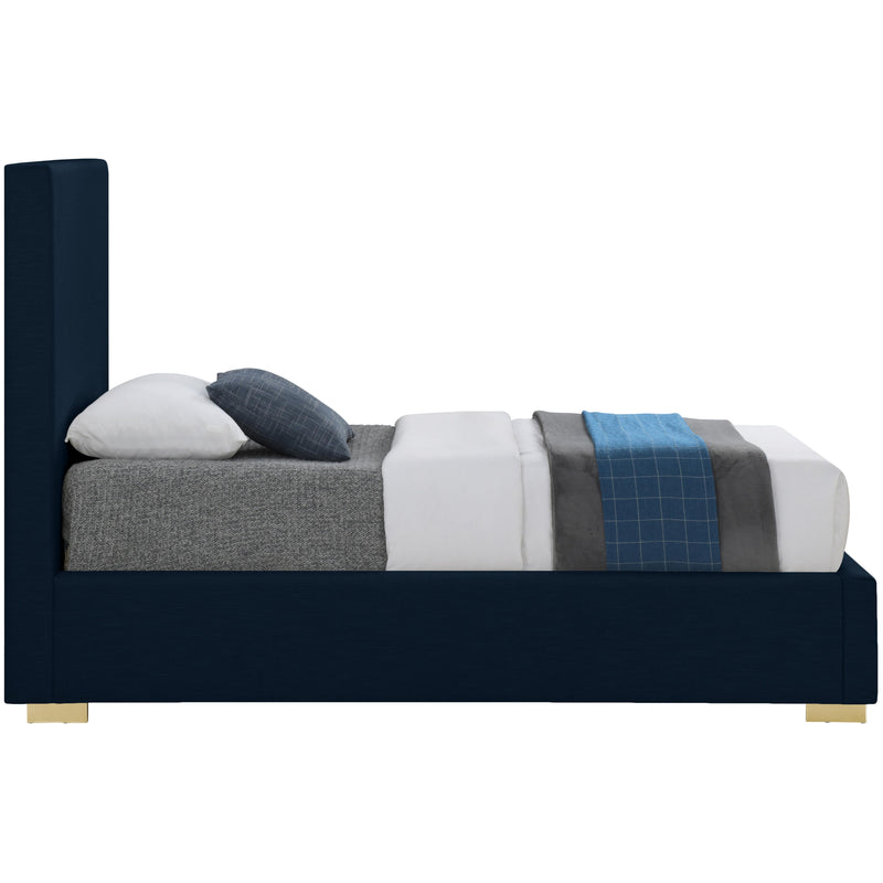 Meridian Crosby Navy Linen Textured Fabric Twin Bed IMAGE 9