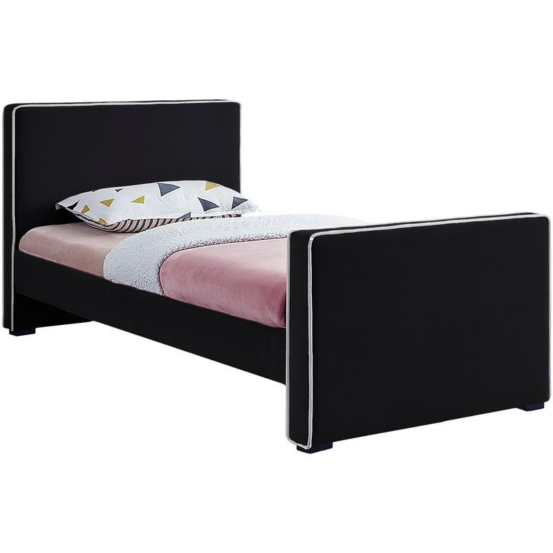 Meridian Dillard Black Velvet Twin Bed IMAGE 1