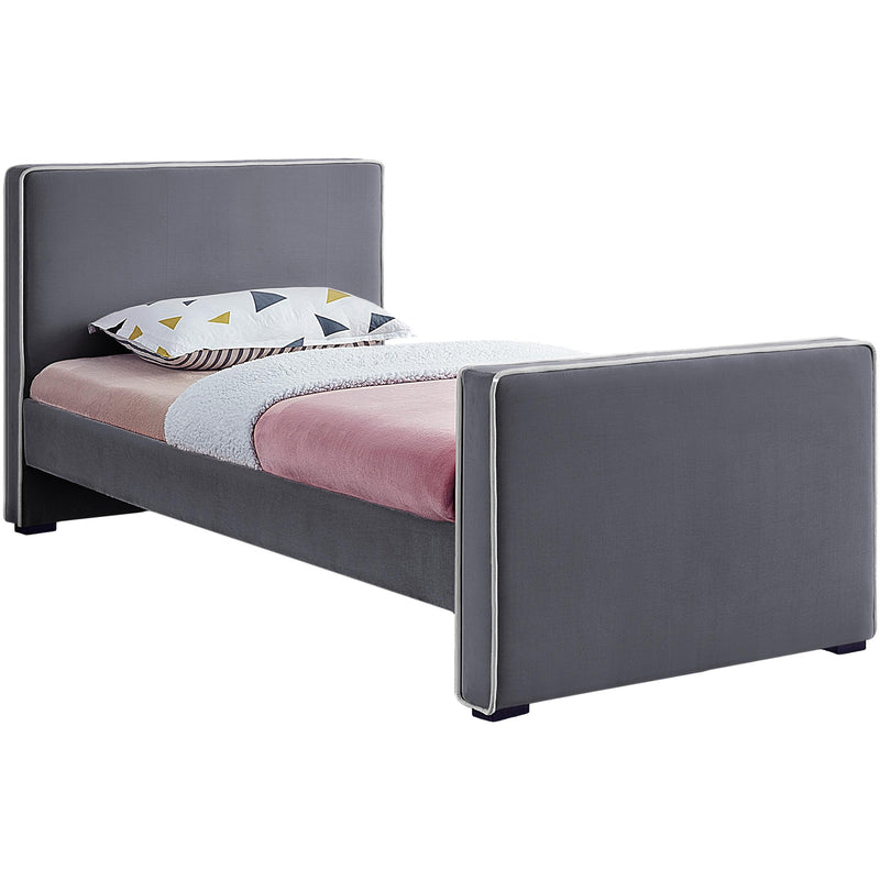 Meridian Dillard Grey Velvet Twin Bed IMAGE 1