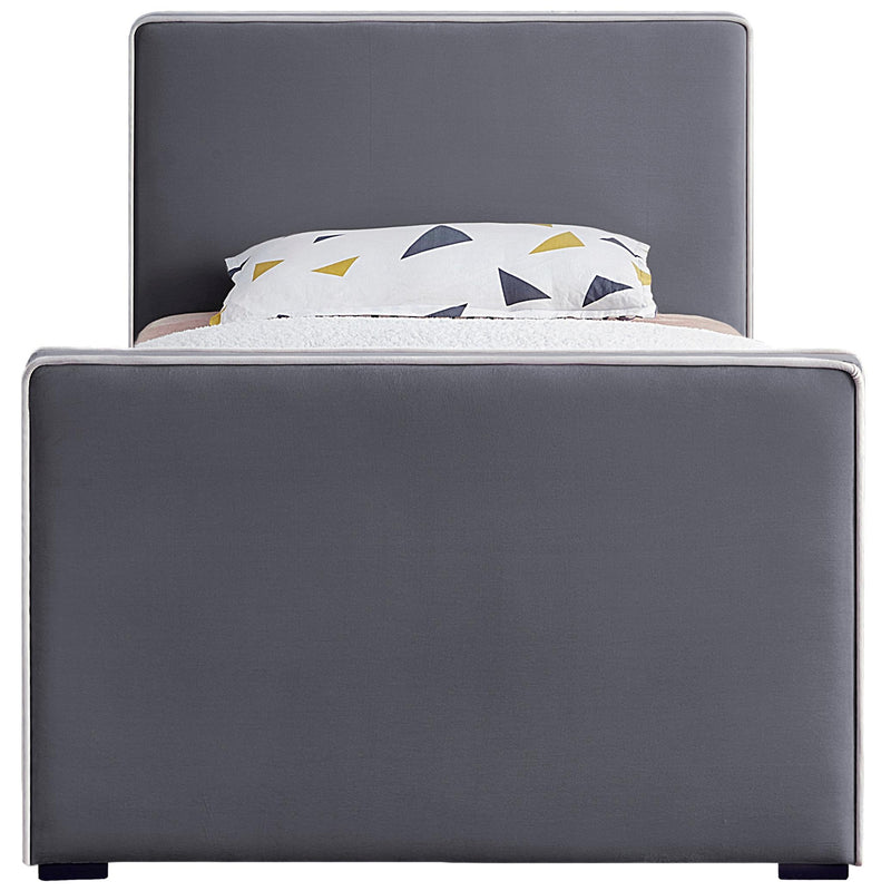 Meridian Dillard Grey Velvet Twin Bed IMAGE 3