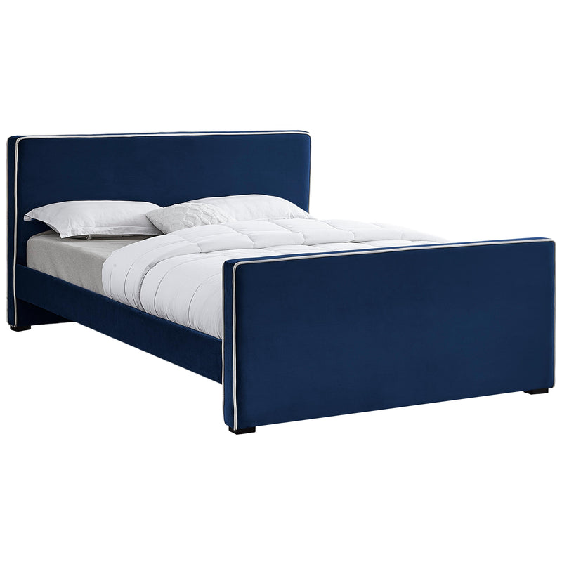 Meridian Dillard Navy Velvet Queen Bed IMAGE 1