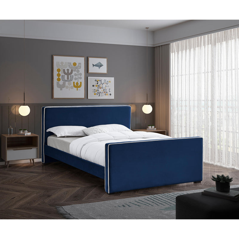 Meridian Dillard Navy Velvet Queen Bed IMAGE 2