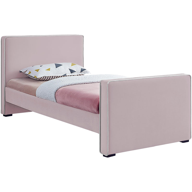 Meridian Dillard Pink Velvet Twin Bed IMAGE 1