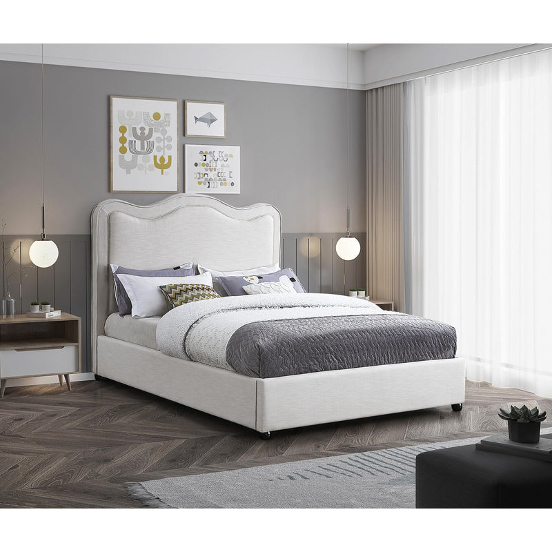 Meridian Felix Cream Linen Textured Fabric King Bed IMAGE 2