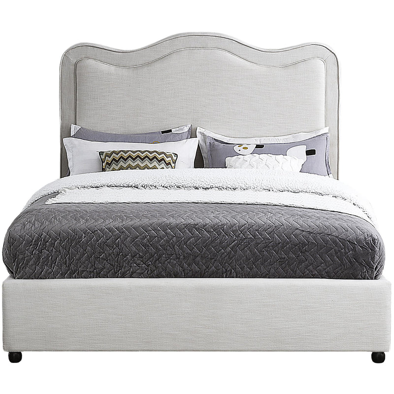 Meridian Felix Cream Linen Textured Fabric King Bed IMAGE 3