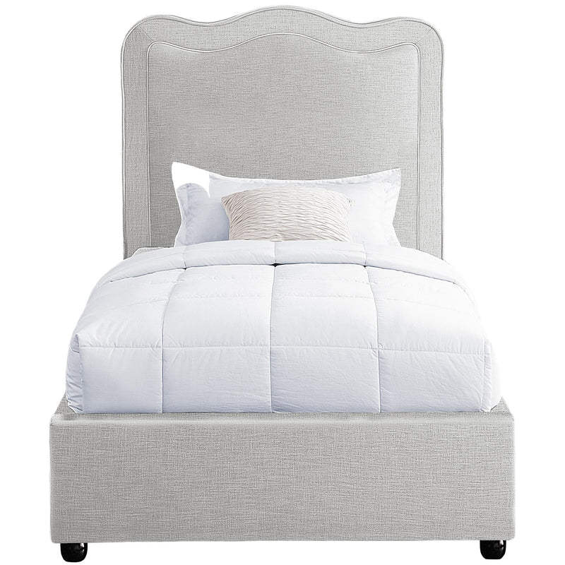 Meridian Felix Cream Linen Textured Fabric Twin Bed IMAGE 3