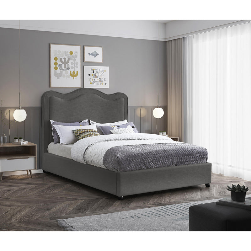 Meridian Felix Grey Linen Textured Fabric Full Bed IMAGE 2