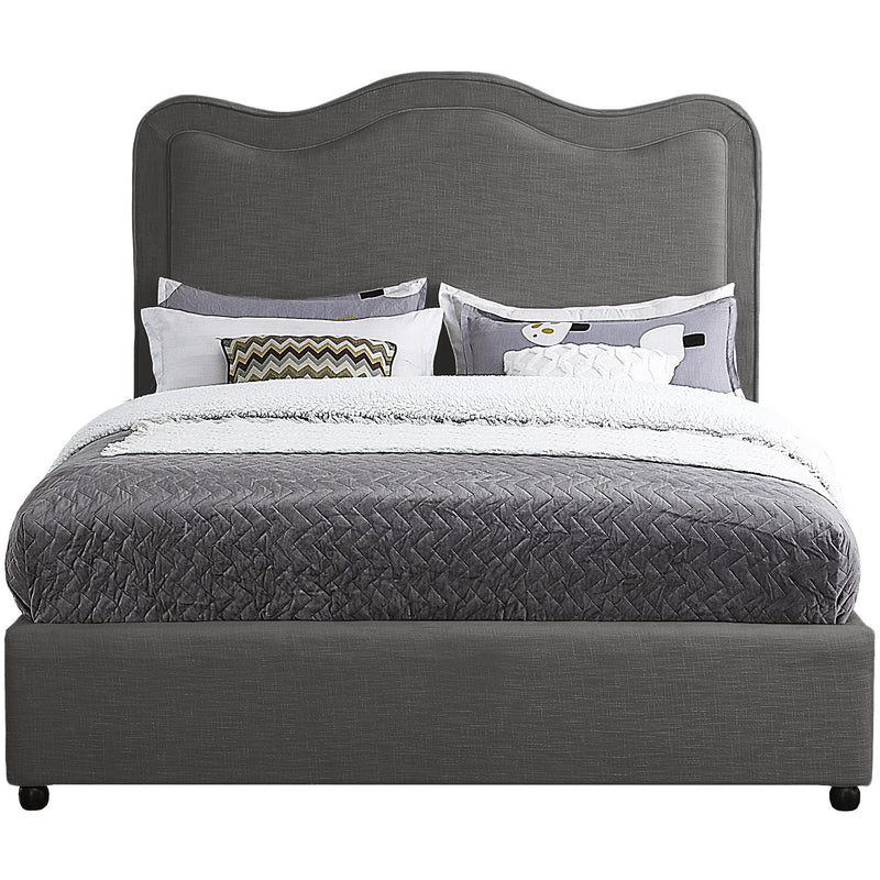 Meridian Felix Grey Linen Textured Fabric Full Bed IMAGE 3