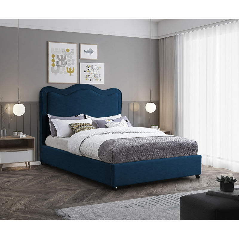 Meridian Felix Navy Linen Textured Fabric Full Bed IMAGE 2