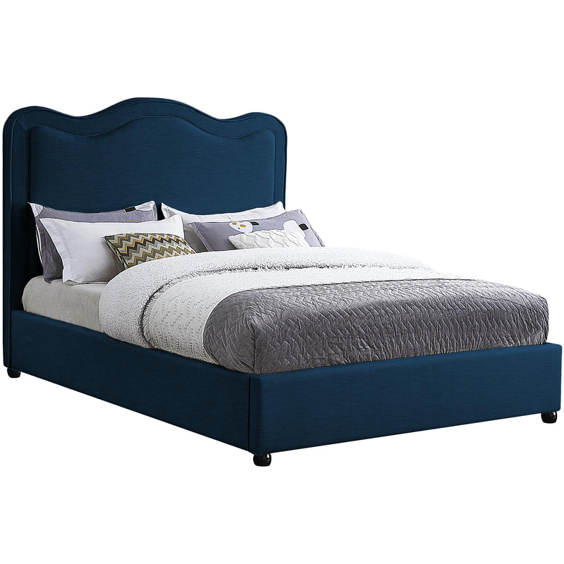 Meridian Felix Navy Linen Textured Fabric King Bed IMAGE 1