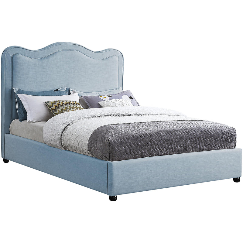 Meridian Felix Light Blue Linen Textured Fabric King Bed IMAGE 1