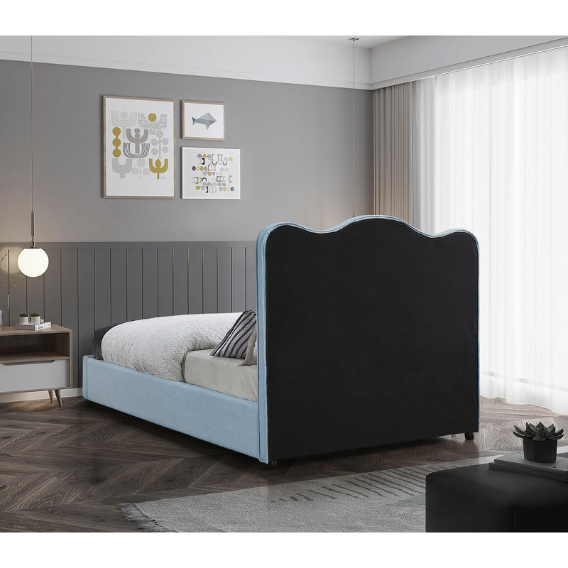 Meridian Felix Light Blue Linen Textured Fabric King Bed IMAGE 6