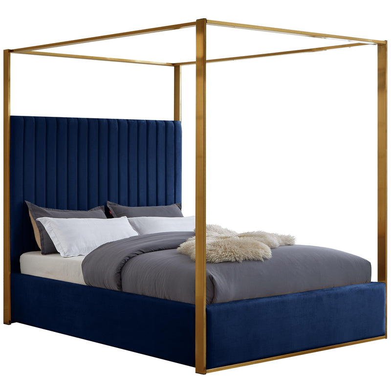 Meridian Jones Navy Velvet King Bed IMAGE 1