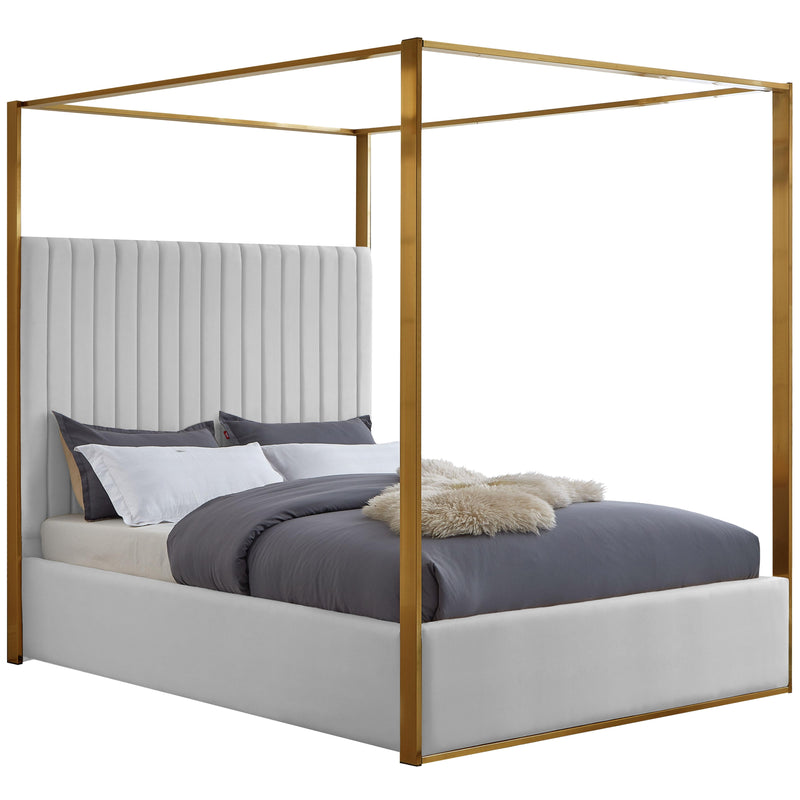 Meridian Jones White Vegan Leather Queen Bed IMAGE 1