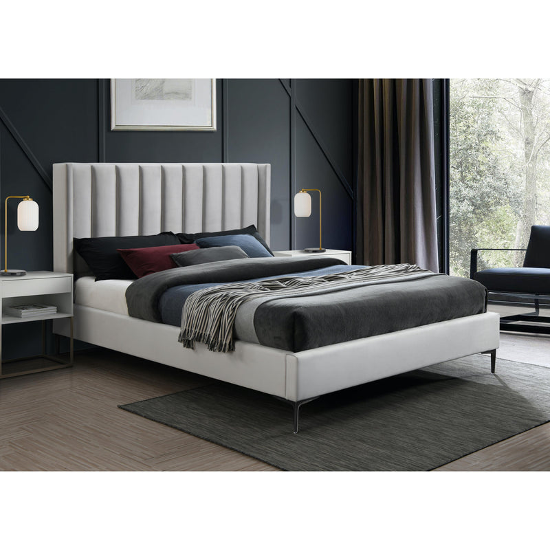 Meridian Nadia Cream Velvet Queen Bed IMAGE 2