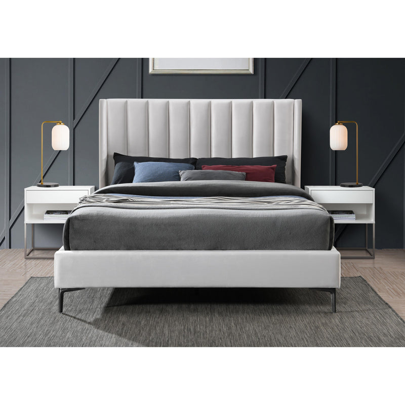 Meridian Nadia Cream Velvet Queen Bed IMAGE 4