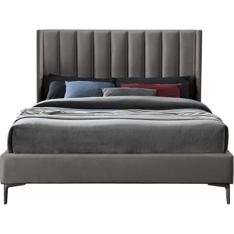 Meridian Nadia Grey Velvet King Bed IMAGE 3