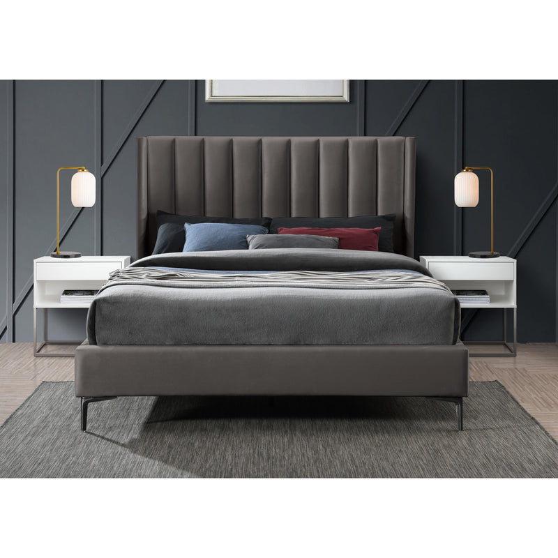 Meridian Nadia Grey Velvet King Bed IMAGE 4