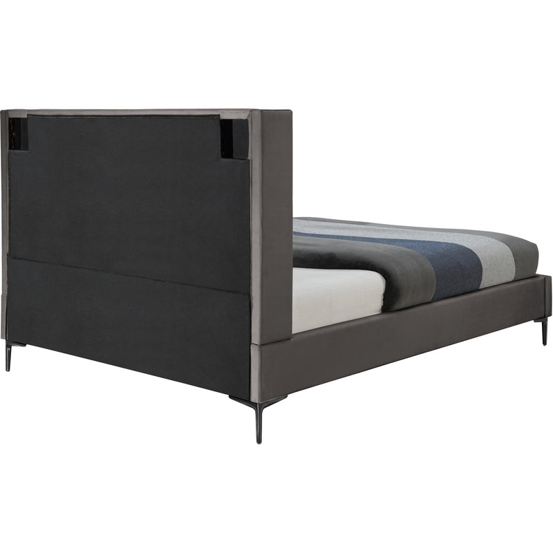 Meridian Nadia Grey Velvet King Bed IMAGE 6