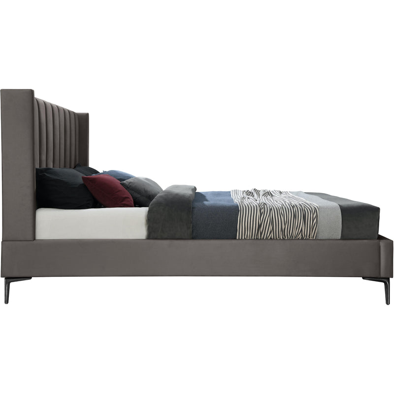 Meridian Nadia Grey Velvet Queen Bed IMAGE 5