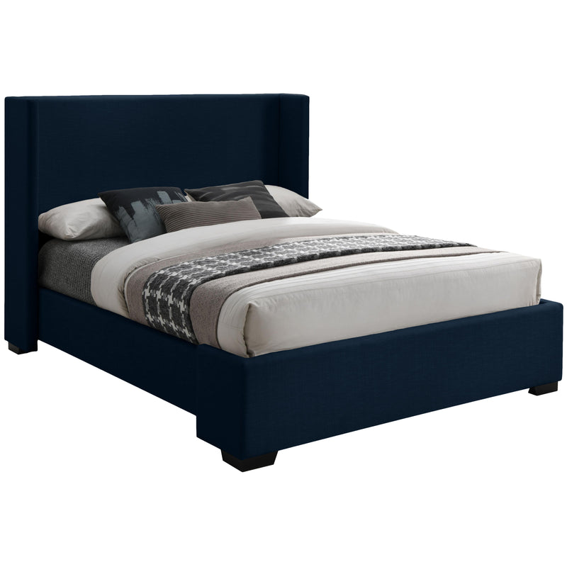 Meridian Oxford Navy Linen Textured Fabric King Bed (3 Boxes) IMAGE 1