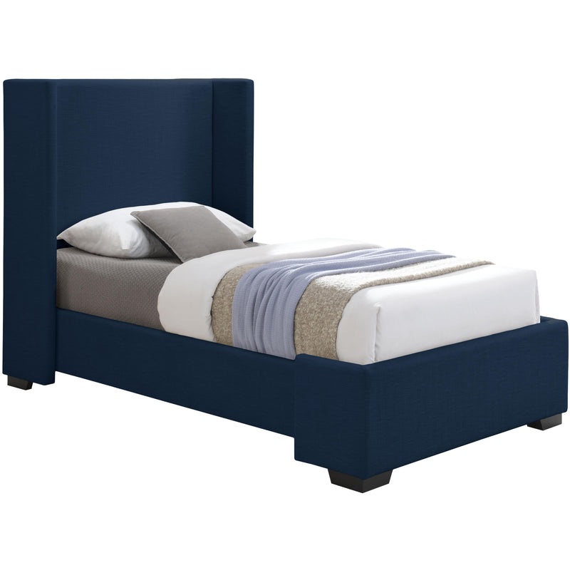 Meridian Oxford Navy Linen Textured Fabric Twin Bed (3 Boxes) IMAGE 1