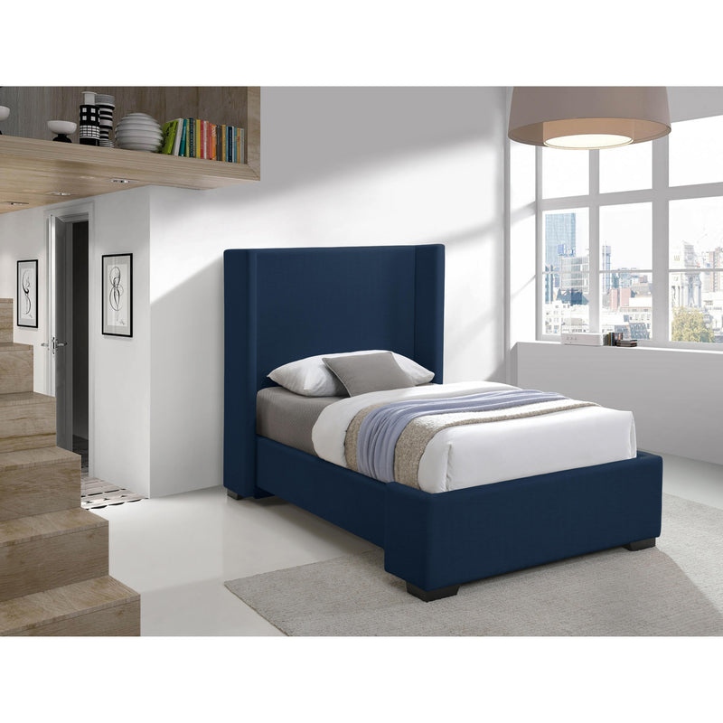 Meridian Oxford Navy Linen Textured Fabric Twin Bed (3 Boxes) IMAGE 2