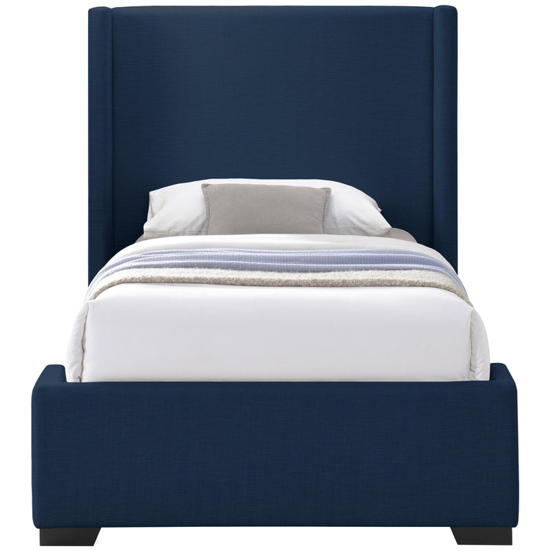 Meridian Oxford Navy Linen Textured Fabric Twin Bed (3 Boxes) IMAGE 3