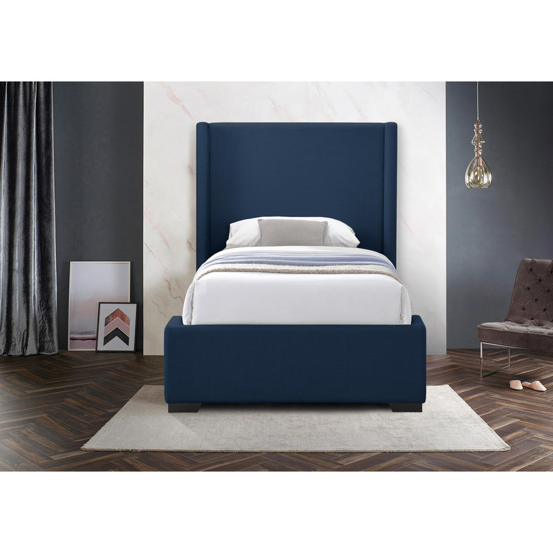 Meridian Oxford Navy Linen Textured Fabric Twin Bed (3 Boxes) IMAGE 4