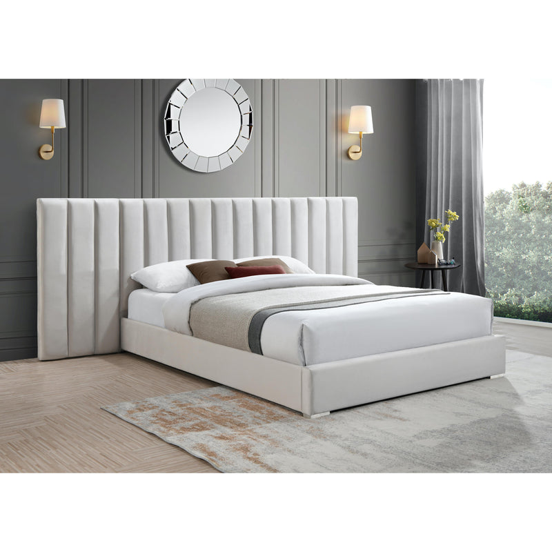 Meridian Pablo Cream Velvet King Bed IMAGE 2