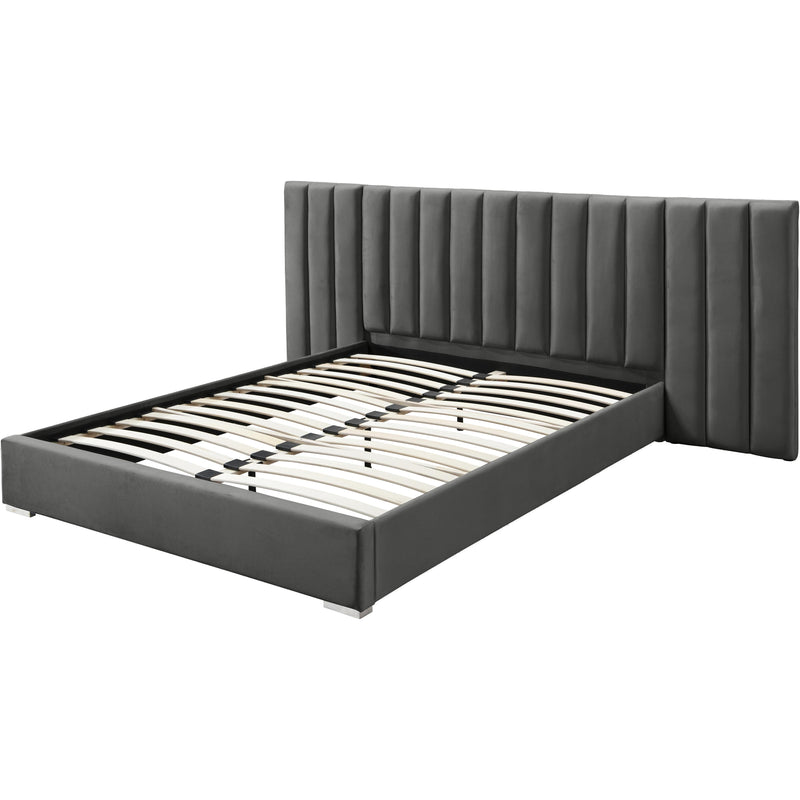 Meridian Pablo Grey Velvet Queen Bed IMAGE 9