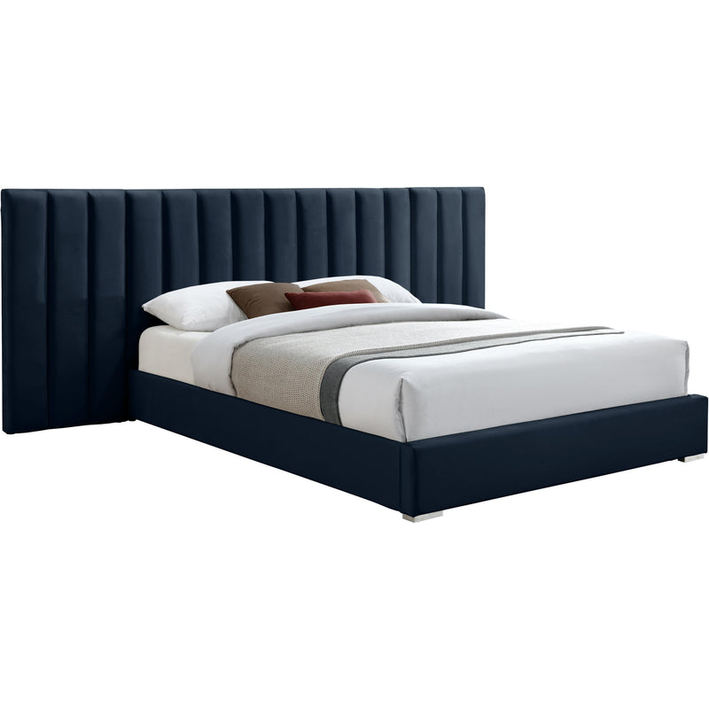 Meridian Pablo Navy Velvet King Bed IMAGE 1