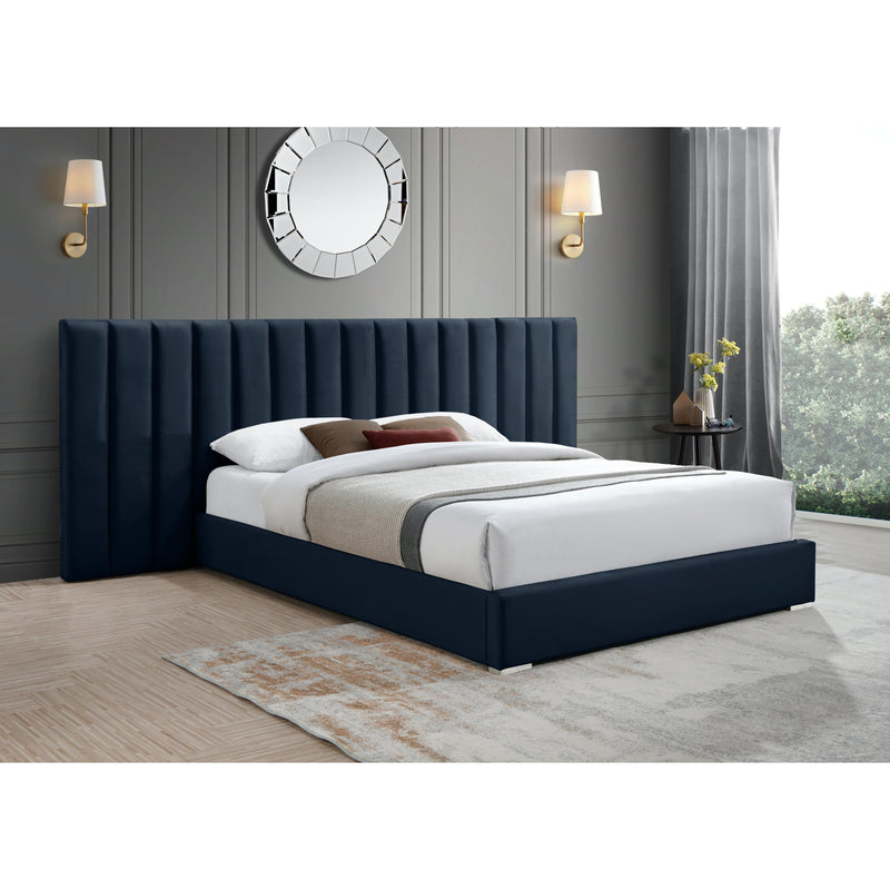 Meridian Pablo Navy Velvet King Bed IMAGE 2