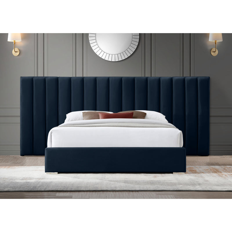 Meridian Pablo Navy Velvet King Bed IMAGE 4