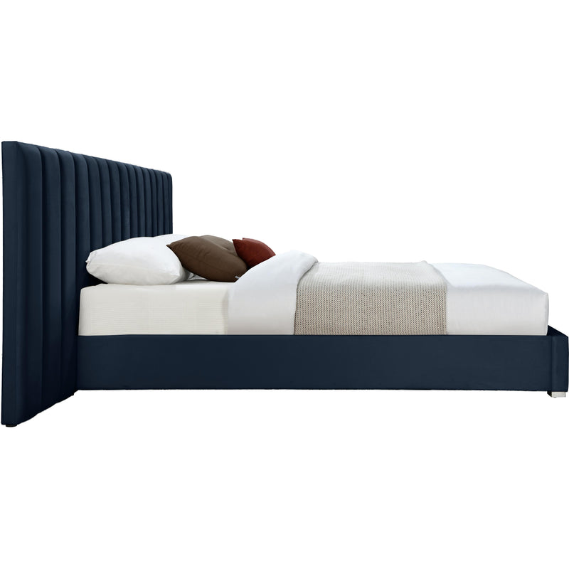 Meridian Pablo Navy Velvet King Bed IMAGE 5