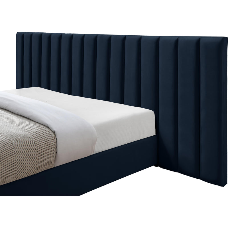 Meridian Pablo Navy Velvet King Bed IMAGE 7