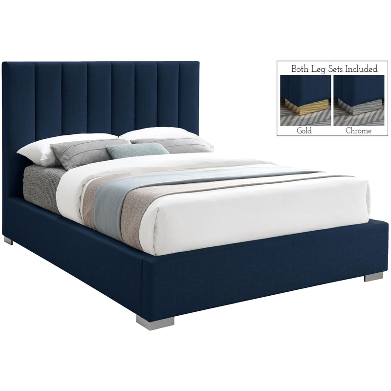 Meridian Pierce Navy Linen Textured Fabric King Bed IMAGE 2