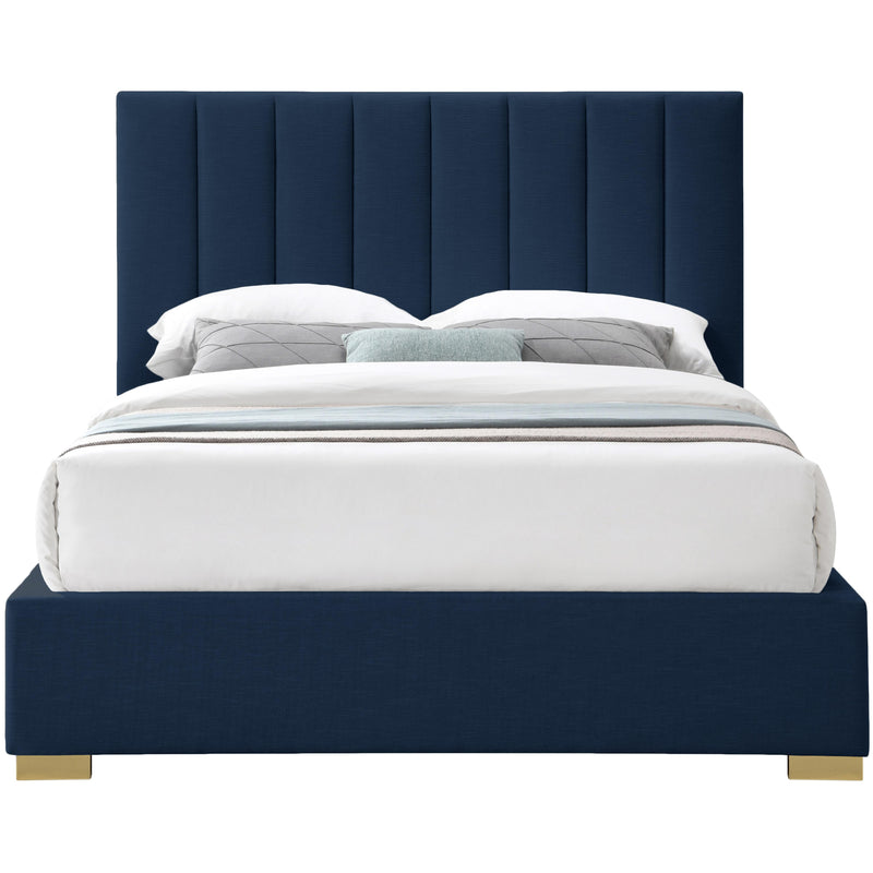 Meridian Pierce Navy Linen Textured Fabric King Bed IMAGE 5