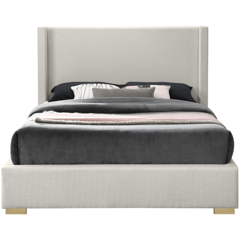 Meridian Royce Beige Linen Textured Fabric King Bed (3 Boxes) IMAGE 5