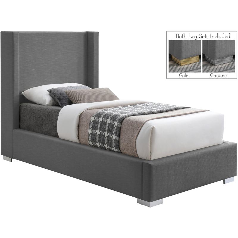 Meridian Royce Grey Linen Textured Fabric Twin Bed (3 Boxes) IMAGE 2