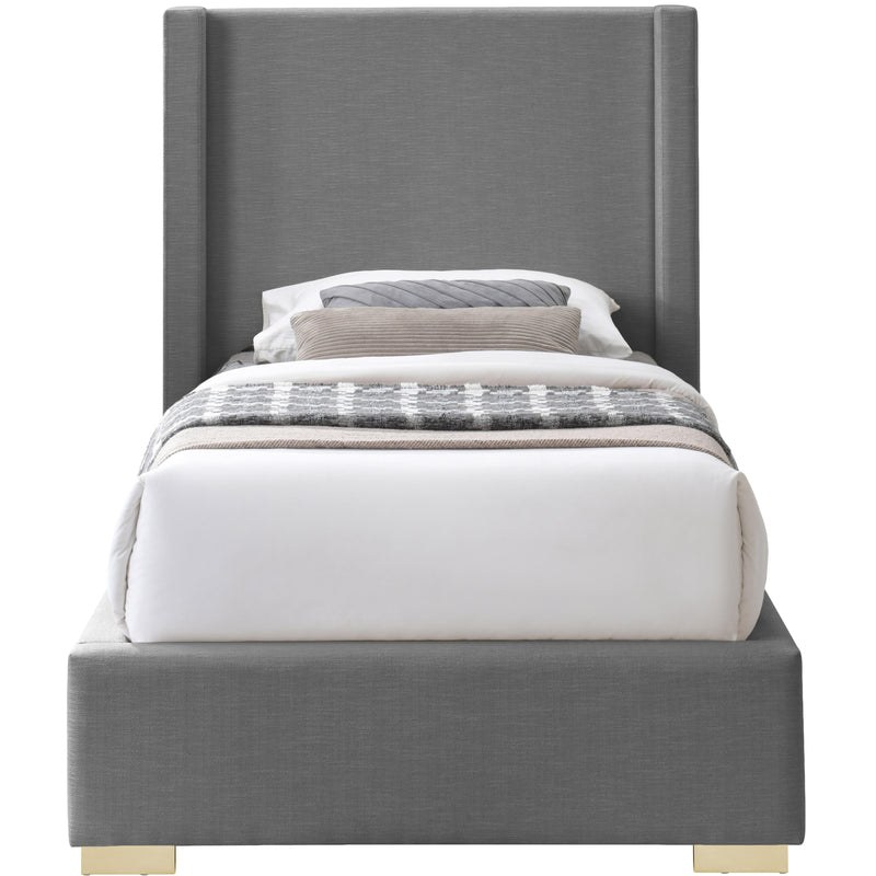 Meridian Royce Grey Linen Textured Fabric Twin Bed (3 Boxes) IMAGE 5