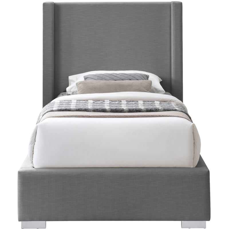 Meridian Royce Grey Linen Textured Fabric Twin Bed (3 Boxes) IMAGE 6