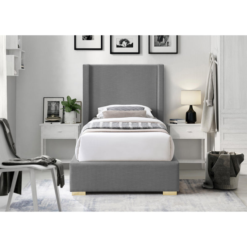 Meridian Royce Grey Linen Textured Fabric Twin Bed (3 Boxes) IMAGE 7