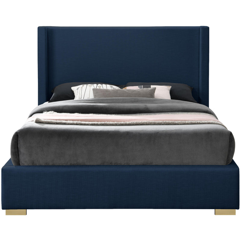 Meridian Royce Navy Linen Textured Fabric Full Bed (3 Boxes) IMAGE 5