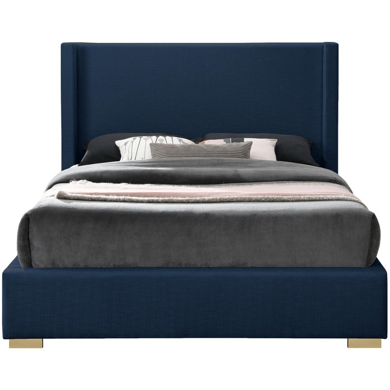 Meridian Royce Navy Linen Textured Fabric Queen Bed (3 Boxes) IMAGE 5