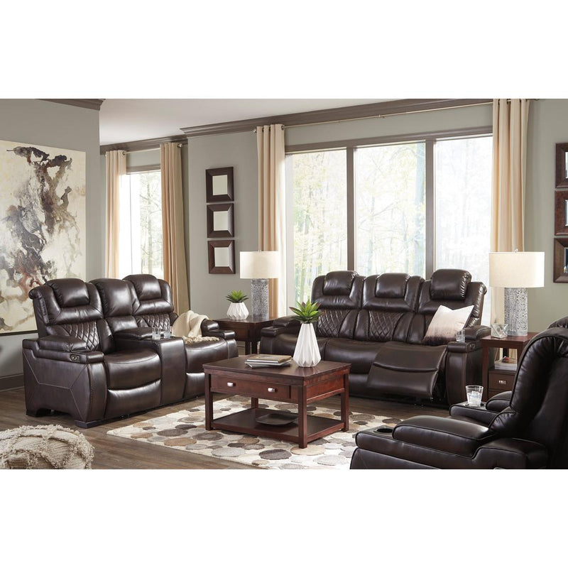 Happy Homes Romina Power Reclining Bonded Leather Sofa Romina Power Reclining Sofa - Brown IMAGE 3